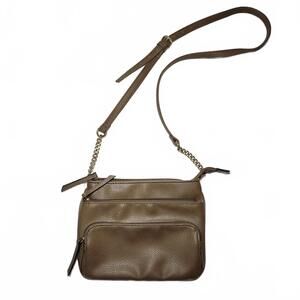 Kate & Alex Womens Brown Leather Crossbody Bag